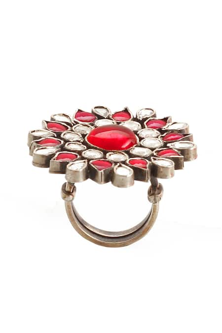 Sangeeta Boochra Handmade Kundan Floral Ring 