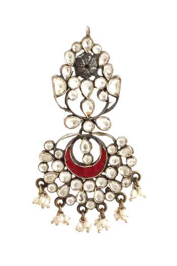 Shop_Sangeeta Boochra_Silver Plated Stones, Beads Floral Kundan Dangler Earrings _Online_at_Aza_Fashions