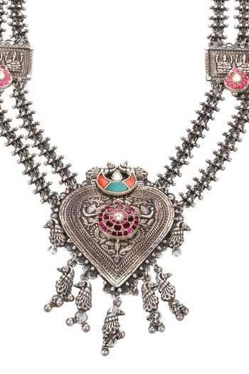 Sangeeta Boochra_Silver Plated Handmade Kundan Pendant Necklace _Online_at_Aza_Fashions