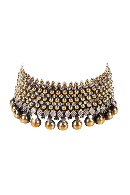 Buy_Sangeeta Boochra_Gold Plated Beads Handmade Anklet _Online_at_Aza_Fashions