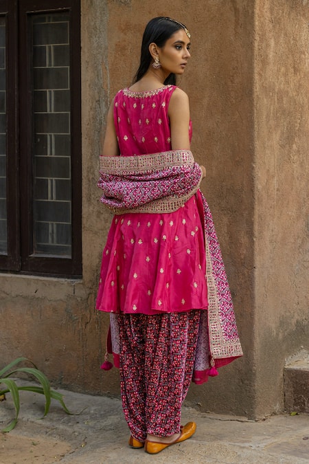 Punit Balana Silk Chanderi Anarkali & Dhoti Pant Set 