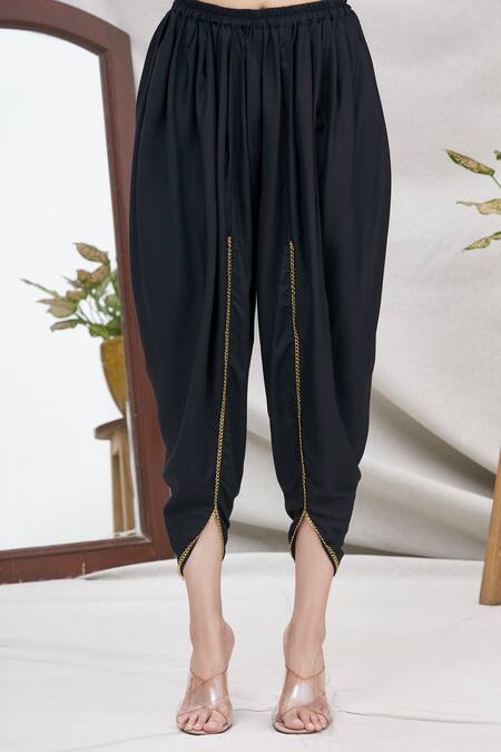 Shop Ekta Singh Black Georgette Round Asymmetric Cape And Dhoti Pant Set Online at Aza Fashions Shop_Ekta Singh_Black Georgette Round Asymmetric Cape And Dhoti Pant Set _Online_at_Aza_Fashions