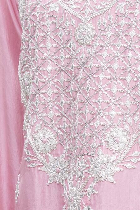 Ekta Singh_Pink Silk Round Panelled Kurta Set _at_Aza_Fashions