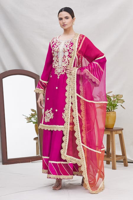 Ekta Singh Silk Kurta Gharara Set 