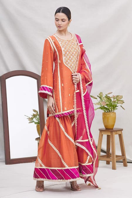 Ekta Singh Silk Kurta Sharara Set 
