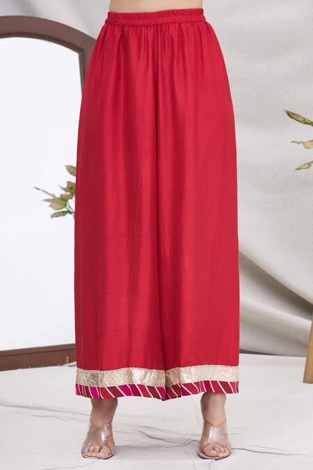 Shop Ekta Singh Red Silk Round Panelled Kurta Set Online at Aza Fashions Shop_Ekta Singh_Red Silk Round Panelled Kurta Set _Online_at_Aza_Fashions