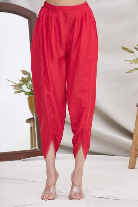 Shop Ekta Singh Red Round Silk Net Kurta And Dhoti Pant Set Online at Aza Fashions Shop_Ekta Singh_Red Round Silk Net Kurta And Dhoti Pant Set _Online_at_Aza_Fashions