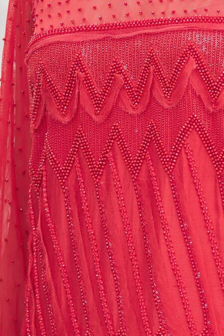 Ekta Singh Red Round Silk Net Kurta And Dhoti Pant Set at Aza Fashions Ekta Singh_Red Round Silk Net Kurta And Dhoti Pant Set _at_Aza_Fashions