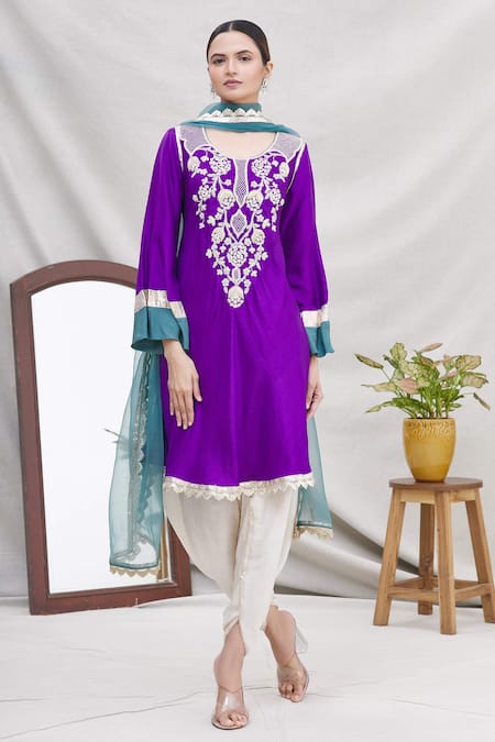 Rayon Short Kurti With Dhoti Style Pant Blue Color at Rs 665 in Jalgaon