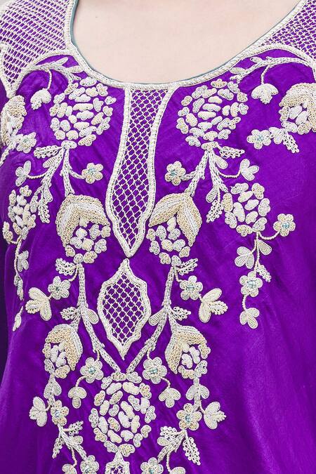 Ekta Singh Purple Silk, Organza Round Kurta And Dhoti Pant Set at Aza Fashions Ekta Singh_Purple Silk, Organza Round Kurta And Dhoti Pant Set _at_Aza_Fashions