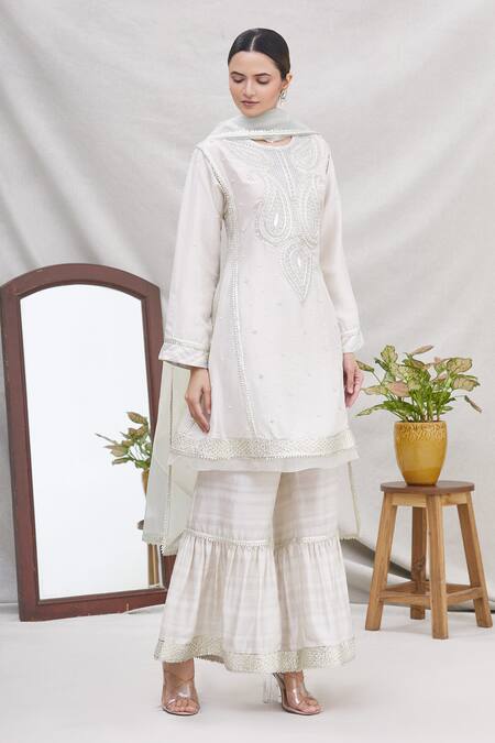 Ekta Singh Silver Silk Round Kurta Sharara Set Online at Aza Fashions Ekta Singh_Silver Silk Round Kurta Sharara Set _Online_at_Aza_Fashions