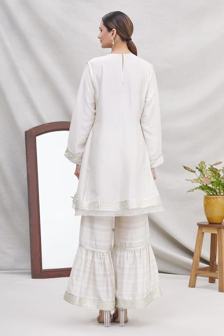 Shop Ekta Singh Silver Silk Round Kurta Sharara Set at Aza Fashions Shop_Ekta Singh_Silver Silk Round Kurta Sharara Set _at_Aza_Fashions