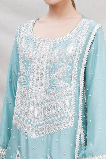 Ekta Singh Blue Silk Round Kurta Set at Aza Fashions Ekta Singh_Blue Silk Round Kurta Set _at_Aza_Fashions