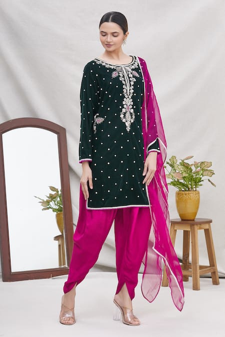 Ekta Singh Velvet Kurta & Dhoti Pant Set 