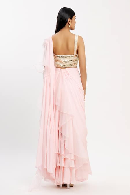 Neha Khullar Ruffle Pre-Draped Saree 