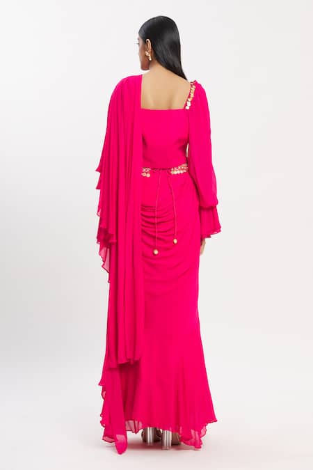 Neha Khullar Ruffle Saree with Embroidered Blouse 