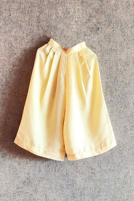 Buy_Little Secrets_Yellow Satin Printed Palazzo Set _Online_at_Aza_Fashions