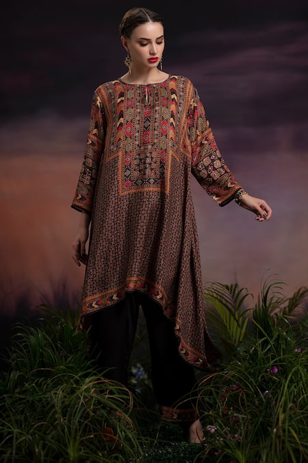 Rajdeep Ranawat Silk Draped Kurta & Palazzo Set 