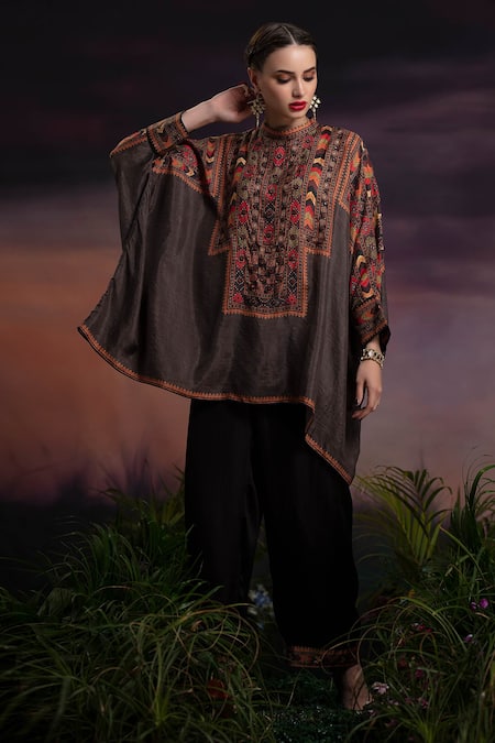 Buy_Rajdeep Ranawat_Grey Silk Draped Tunic _Online_at_Aza_Fashions