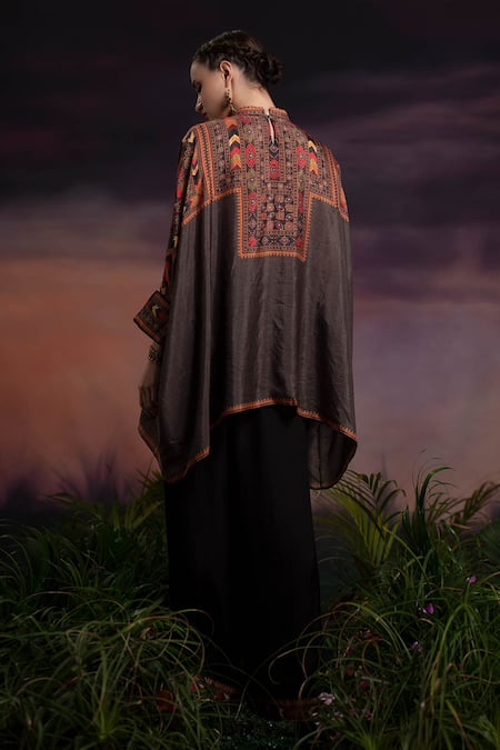 Shop_Rajdeep Ranawat_Grey Silk Draped Tunic _at_Aza_Fashions