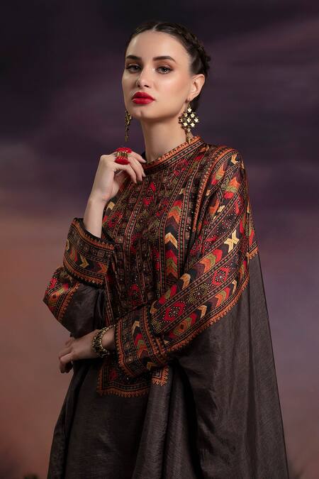 Rajdeep Ranawat_Grey Silk Draped Tunic _at_Aza_Fashions