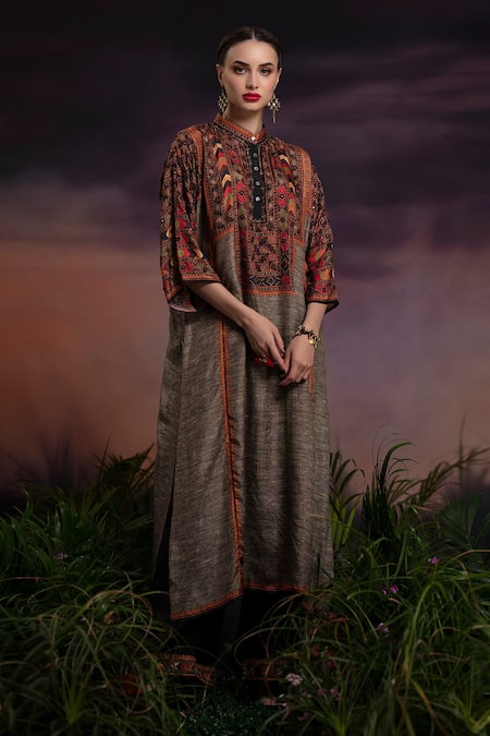 Rajdeep Ranawat Silk Draped Kurta & Palazzo Set 