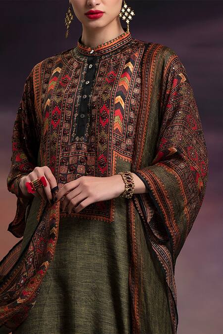 Rajdeep Ranawat_Green Silk Tunic_at_Aza_Fashions