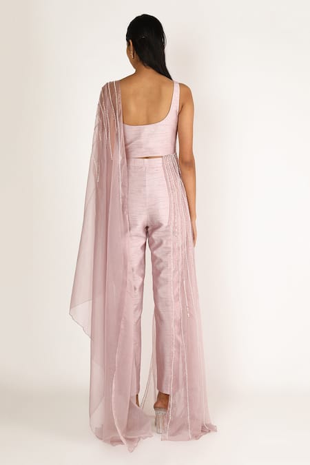 Masumi Mewawalla Organza Draped Blouse & Pant Set 
