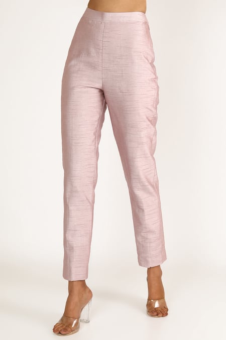 Shop Masumi Mewawalla Pink Organza, Shantoon, Dupion Draped Blouse And Pant Set Online at Aza Fashions Shop_Masumi Mewawalla_Pink Organza, Shantoon, Dupion Draped Blouse And Pant Set _Online_at_Aza_Fashions