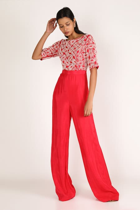 Red sales embellished jumpsuit