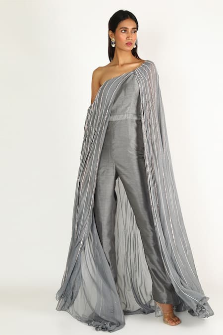 Masumi Mewawalla One Shoulder Cape Jumpsuit 