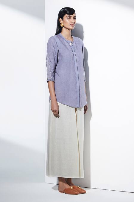Shop_Ampm_Purple Linen Shirt_Online_at_Aza_Fashions