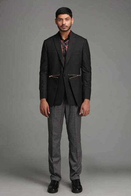 Chatenya Mittal Black Wool Blend Blazer Online at Aza Fashions Chatenya Mittal_Black Wool Blend Blazer _Online_at_Aza_Fashions