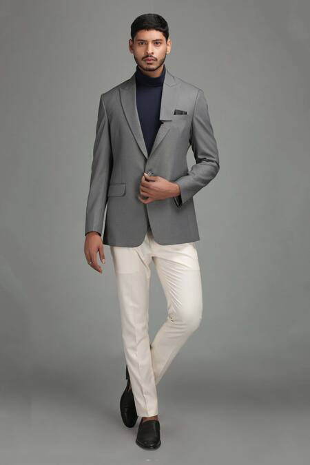 Chatenya Mittal Grey Wool Blend Blazer Online at Aza Fashions Chatenya Mittal_Grey Wool Blend Blazer _Online_at_Aza_Fashions