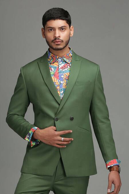 Buy Chatenya Mittal Green Wool Blend Suit Set Online at Aza Fashions Buy_Chatenya Mittal_Green Wool Blend Suit Set _Online_at_Aza_Fashions