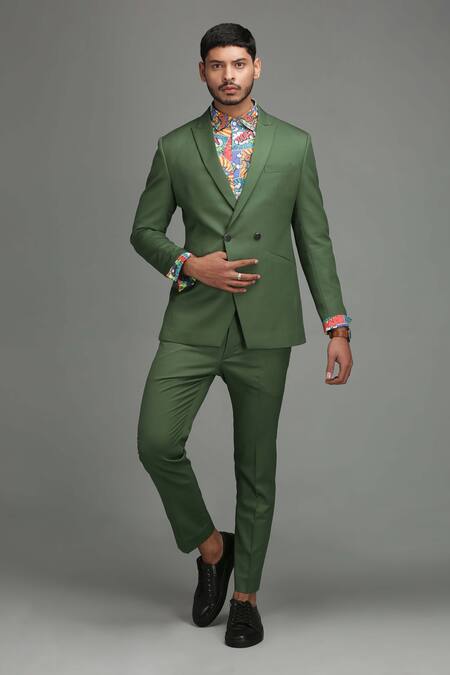 Chatenya Mittal Green Wool Blend Suit Set Online at Aza Fashions Chatenya Mittal_Green Wool Blend Suit Set _Online_at_Aza_Fashions