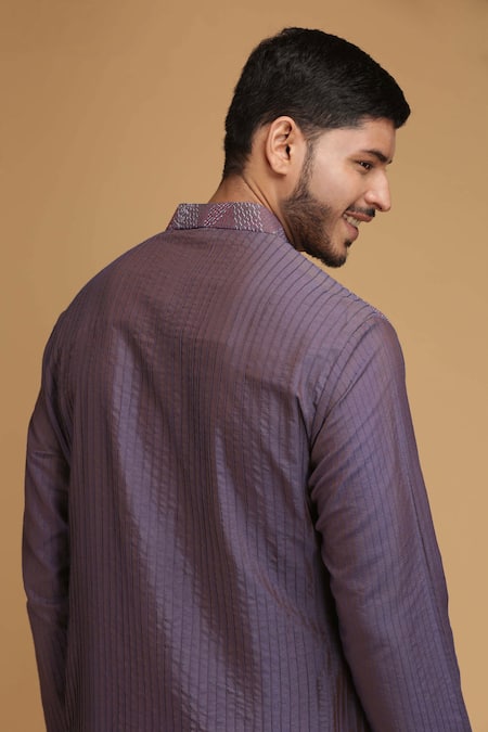 Shop Chatenya Mittal Purple Cotton Silk Embroidered Kurta And Pant Set at Aza Fashions Shop_Chatenya Mittal_Purple Cotton Silk Embroidered Kurta And Pant Set _at_Aza_Fashions