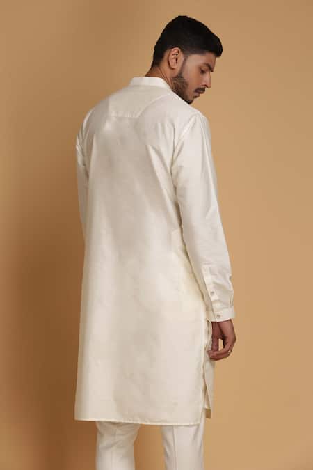 Shop Chatenya Mittal White Cotton Silk Embroidered Kurta And Pant Set at Aza Fashions Shop_Chatenya Mittal_White Cotton Silk Embroidered Kurta And Pant Set _at_Aza_Fashions