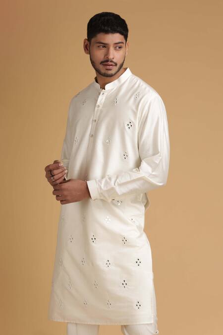 Shop Chatenya Mittal White Cotton Silk Embroidered Kurta And Pant Set Online at Aza Fashions Shop_Chatenya Mittal_White Cotton Silk Embroidered Kurta And Pant Set _Online_at_Aza_Fashions