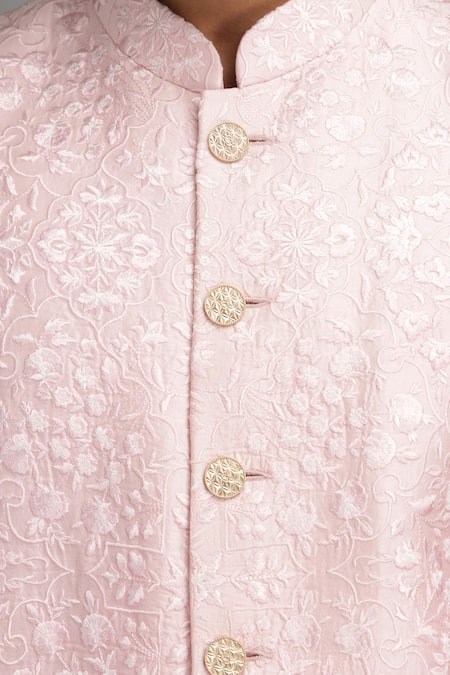 Chatenya Mittal Pink Silk Blend Embroidered Sherwani Set at Aza Fashions Chatenya Mittal_Pink Silk Blend Embroidered Sherwani Set _at_Aza_Fashions