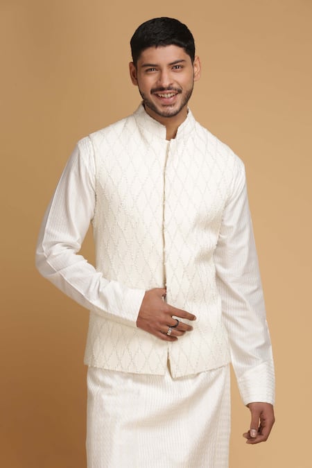 Maheen - Off White Nehru Jacket For Men's – Anuthi Fashion