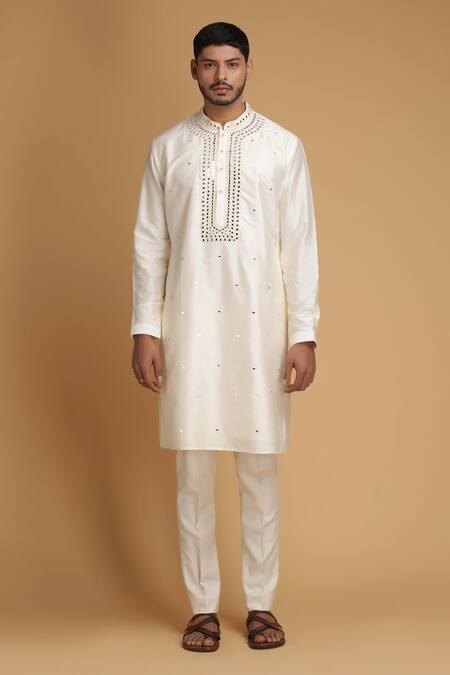 Chatenya Mittal Beige Cotton Silk Embroidered Kurta And Pant Set Online at Aza Fashions Chatenya Mittal_Beige Cotton Silk Embroidered Kurta And Pant Set _Online_at_Aza_Fashions