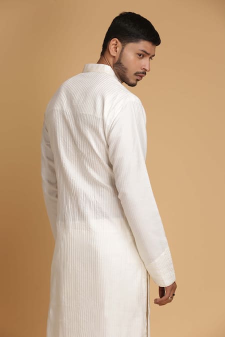 Shop Chatenya Mittal White Cotton Silk Embroidered Kurta And Pant Set at Aza Fashions Shop_Chatenya Mittal_White Cotton Silk Embroidered Kurta And Pant Set _at_Aza_Fashions