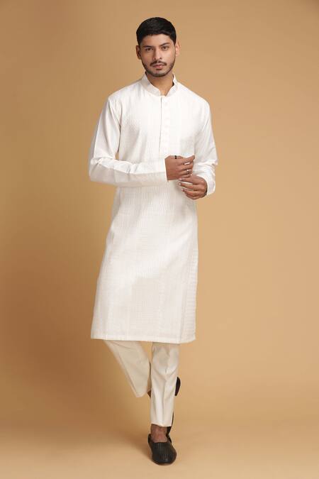 Buy Chatenya Mittal White Cotton Silk Embroidered Kurta And Pant Set Online at Aza Fashions Buy_Chatenya Mittal_White Cotton Silk Embroidered Kurta And Pant Set _Online_at_Aza_Fashions