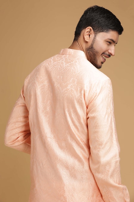 Chatenya Mittal Floral Motif Peach Kurta For Kids