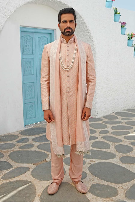 Vanshik Silk Embroidered Sherwani Set 