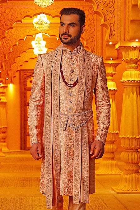 Vanshik Silk Embroidered Sherwani Set 