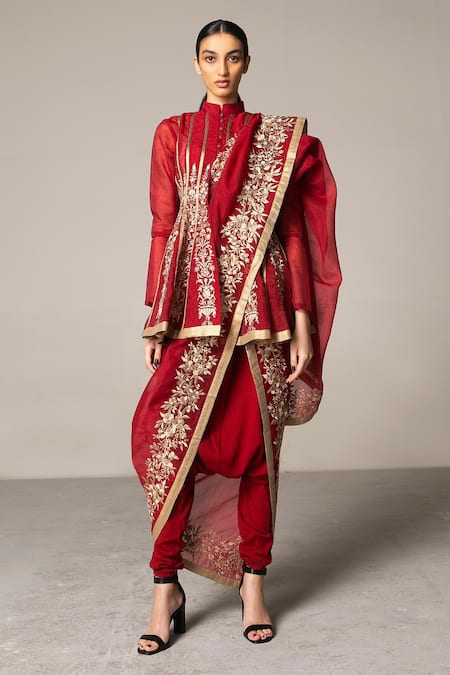 Siddartha Tytler Organza Embroidered Anarkali Set 