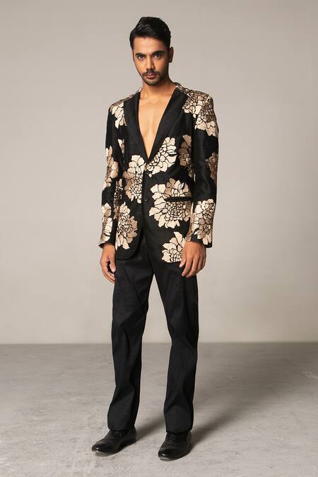 Siddartha Tytler Black Tusser Silk Suit And Pant Set Online at Aza Fashions Siddartha Tytler_Black Tusser Silk Suit And Pant Set _Online_at_Aza_Fashions