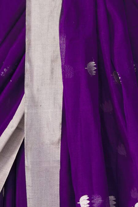 Buy_Mint N Oranges_Purple Pure Chanderi Saree 